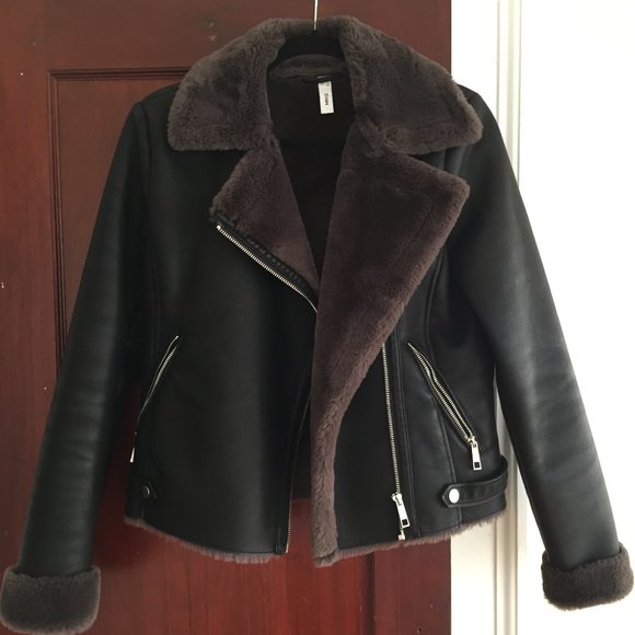 faux fur biker jacket